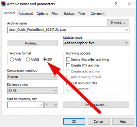 How to make a Zip file with WinRAR